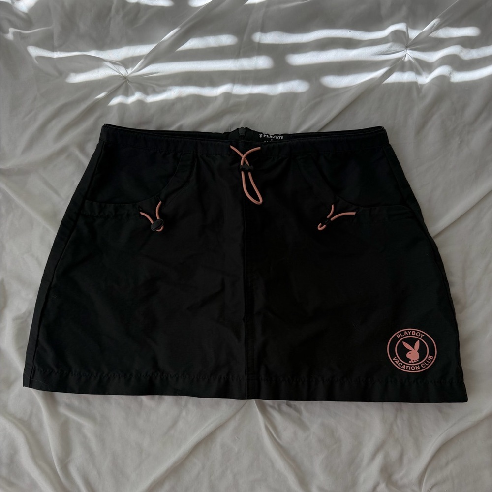 PLAYBOY Black Mini Skirt with Pink Details